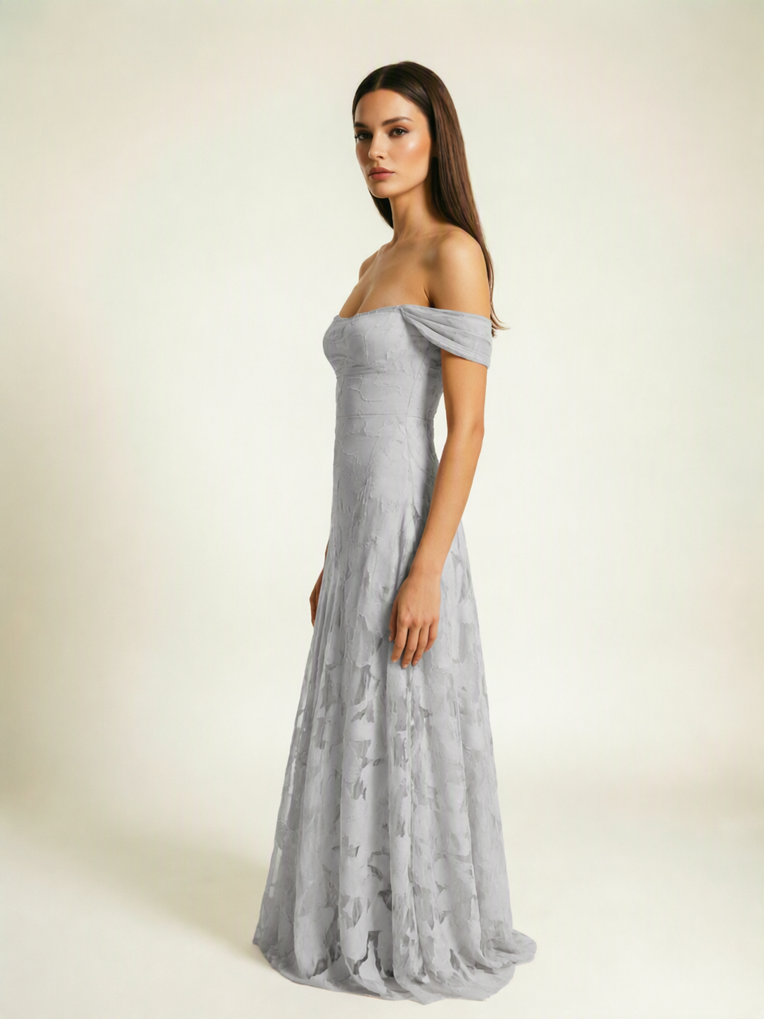 Off-the-Shoulder Floral Lace A-Line