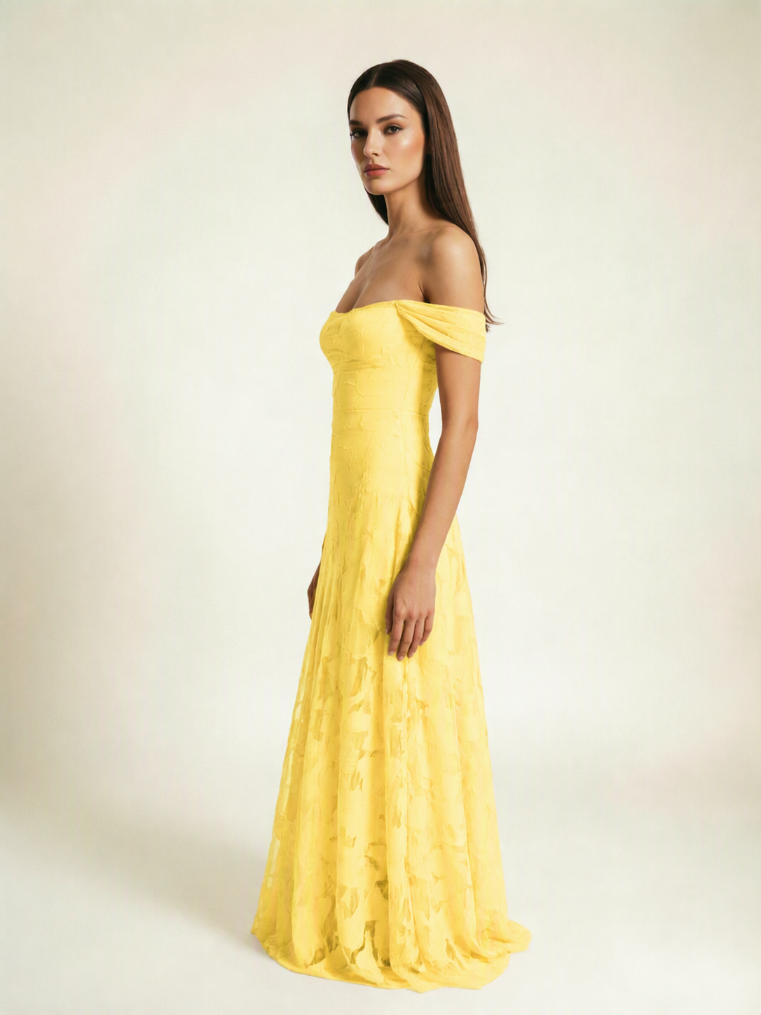 Off-the-Shoulder Floral Lace A-Line