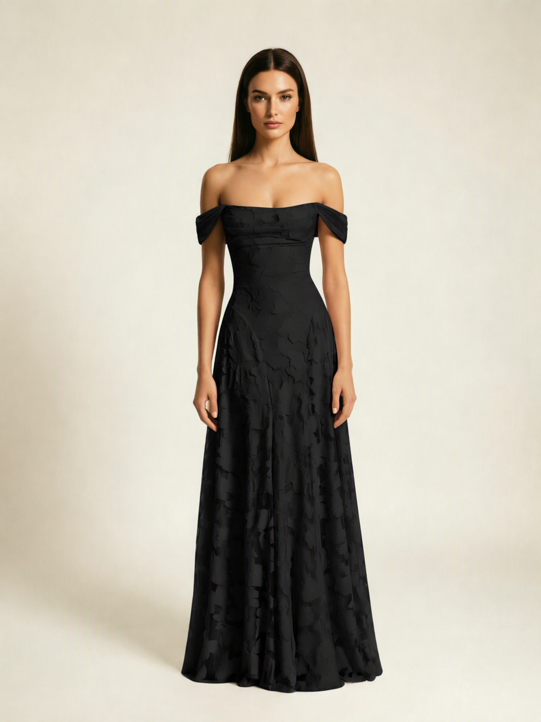 Off-the-Shoulder Floral Lace A-Line