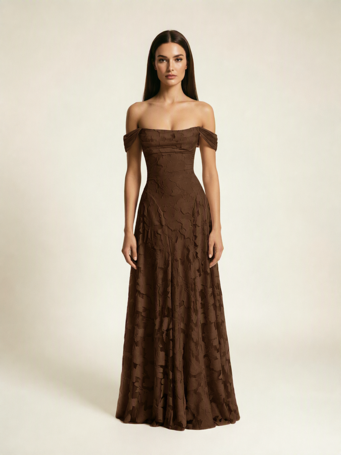 Off-the-Shoulder Floral Lace A-Line