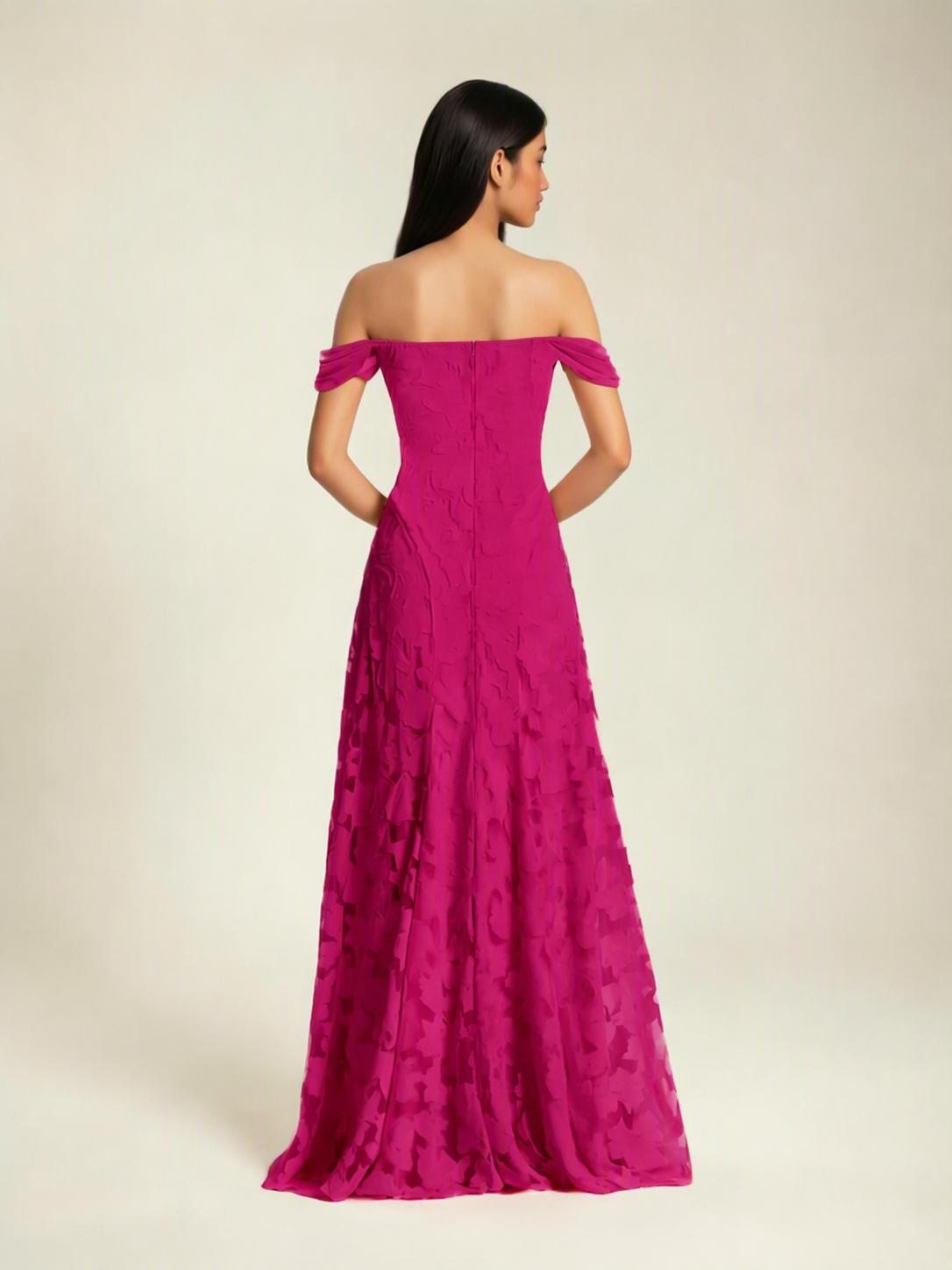 Off-the-Shoulder Floral Lace A-Line