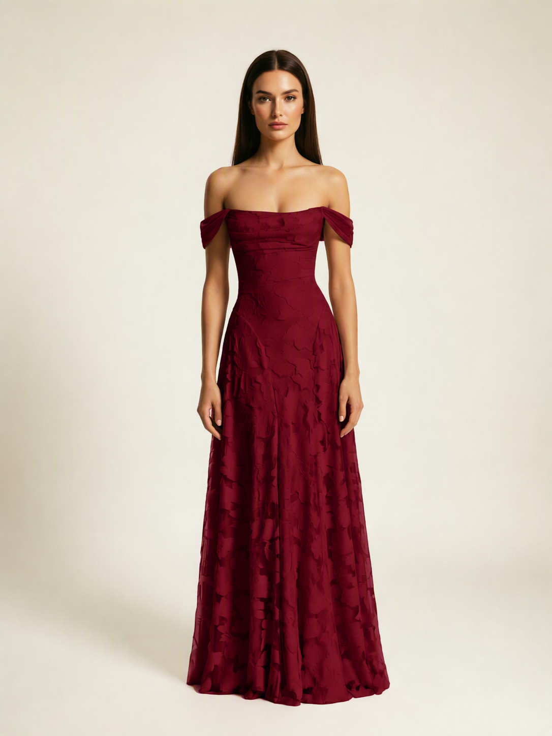 Off-the-Shoulder Floral Lace A-Line