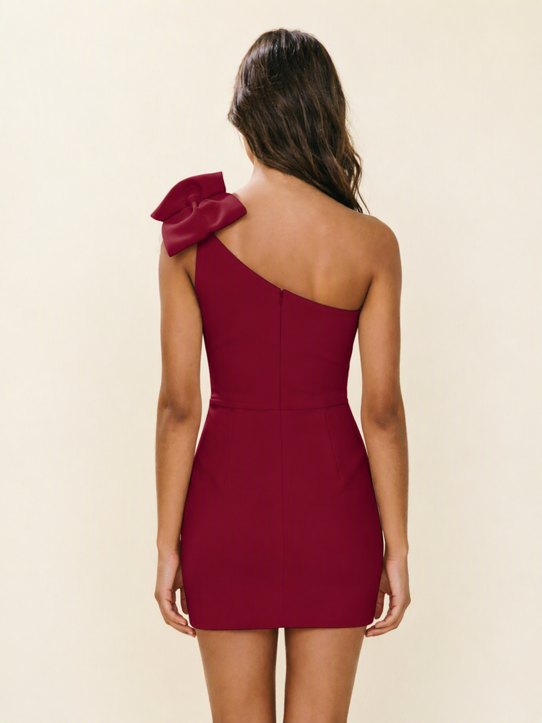 One Shoulder Bow Detail Bodycon Mini Cocktail Dress