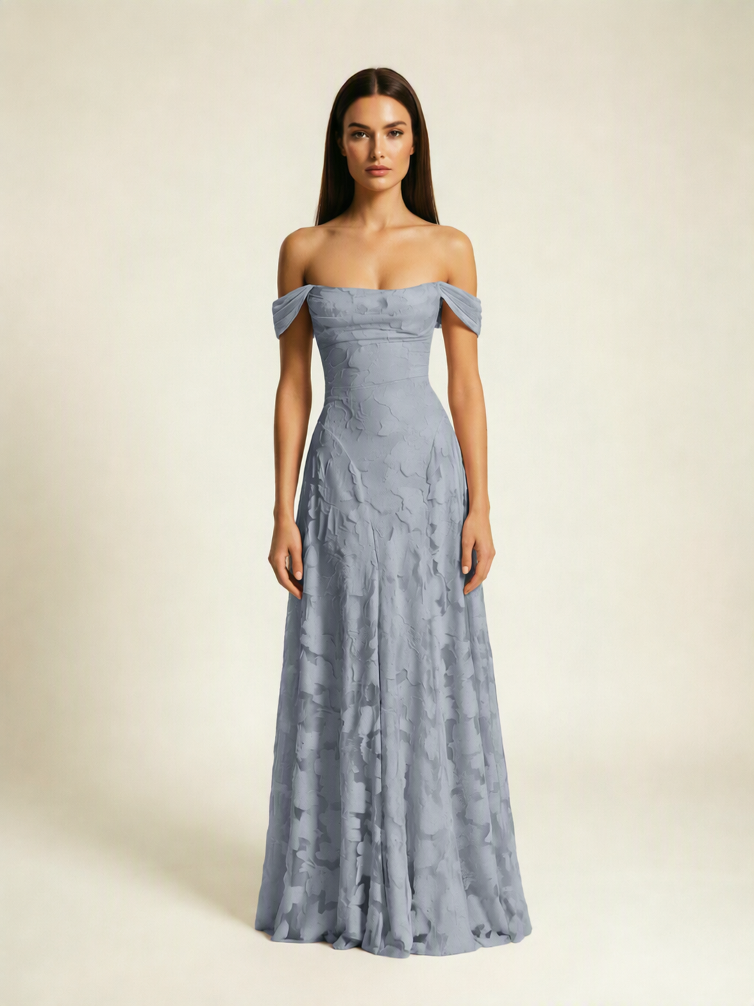 Off-the-Shoulder Floral Lace A-Line