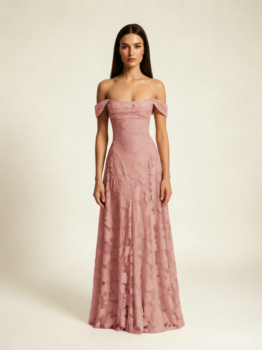 Off-the-Shoulder Floral Lace A-Line