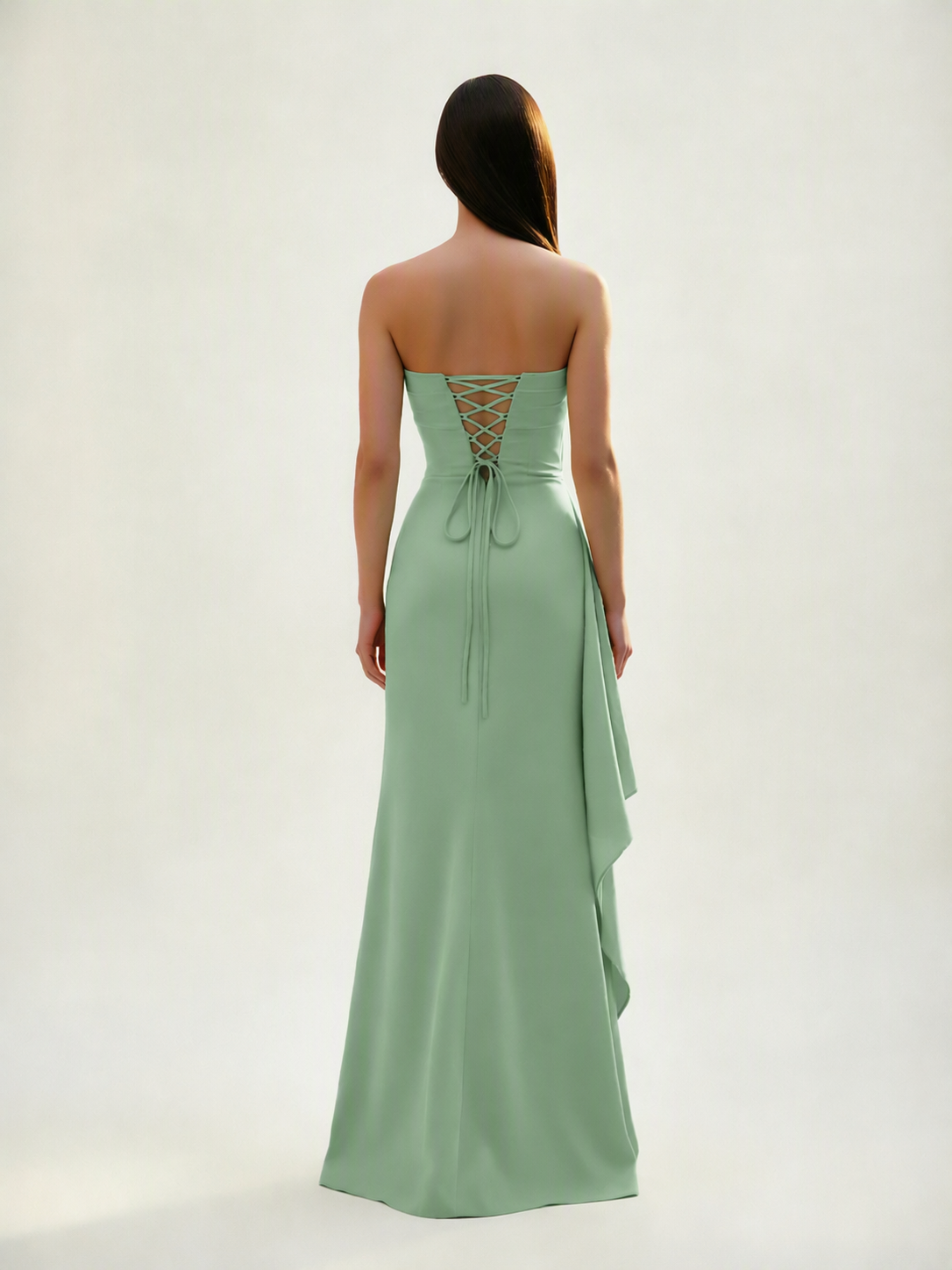 Strapless Mermaid Formal Gown with Side Slit & Draped Detail