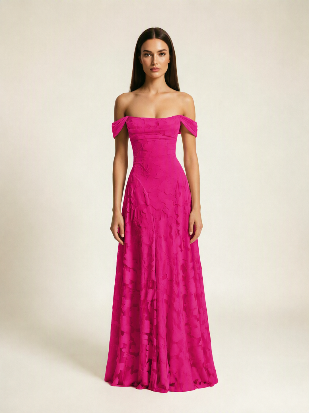 Off-the-Shoulder Floral Lace A-Line