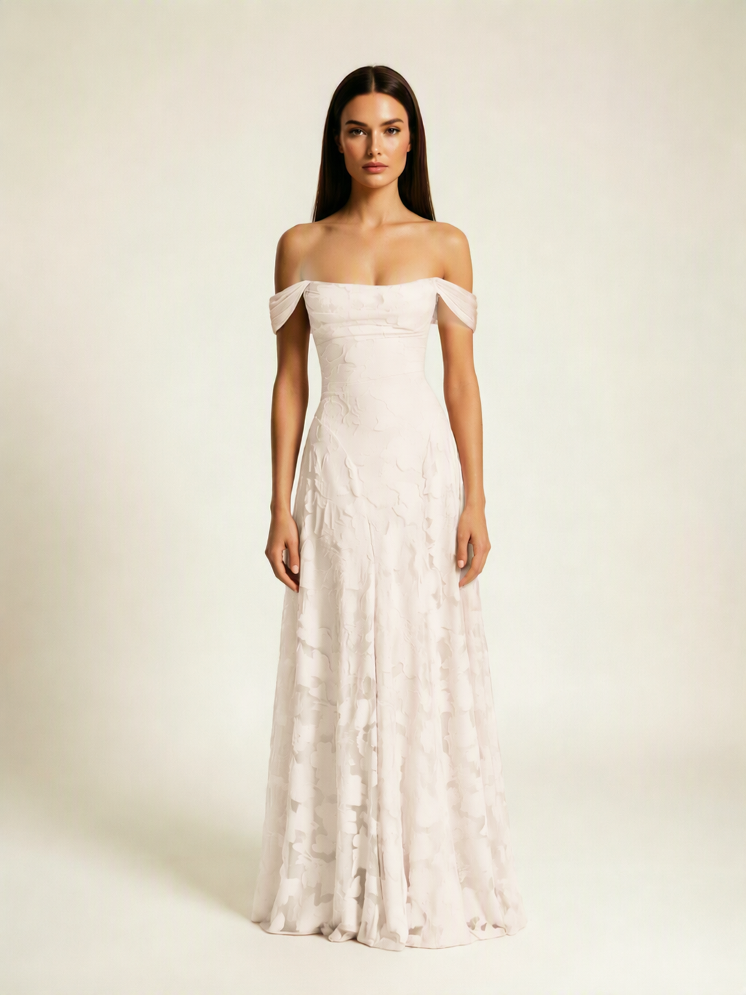 Off-the-Shoulder Floral Lace A-Line