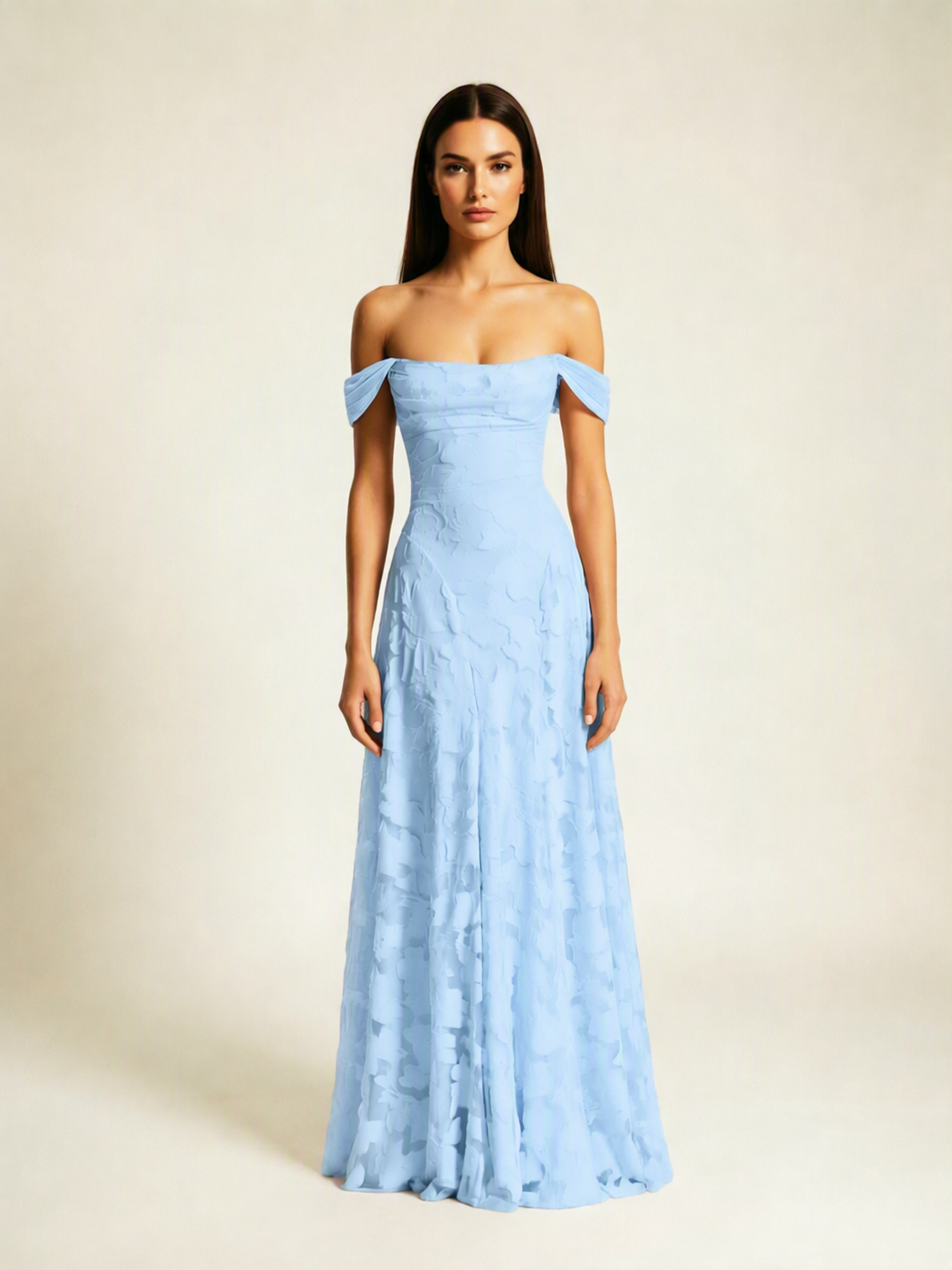 Off-the-Shoulder Floral Lace A-Line
