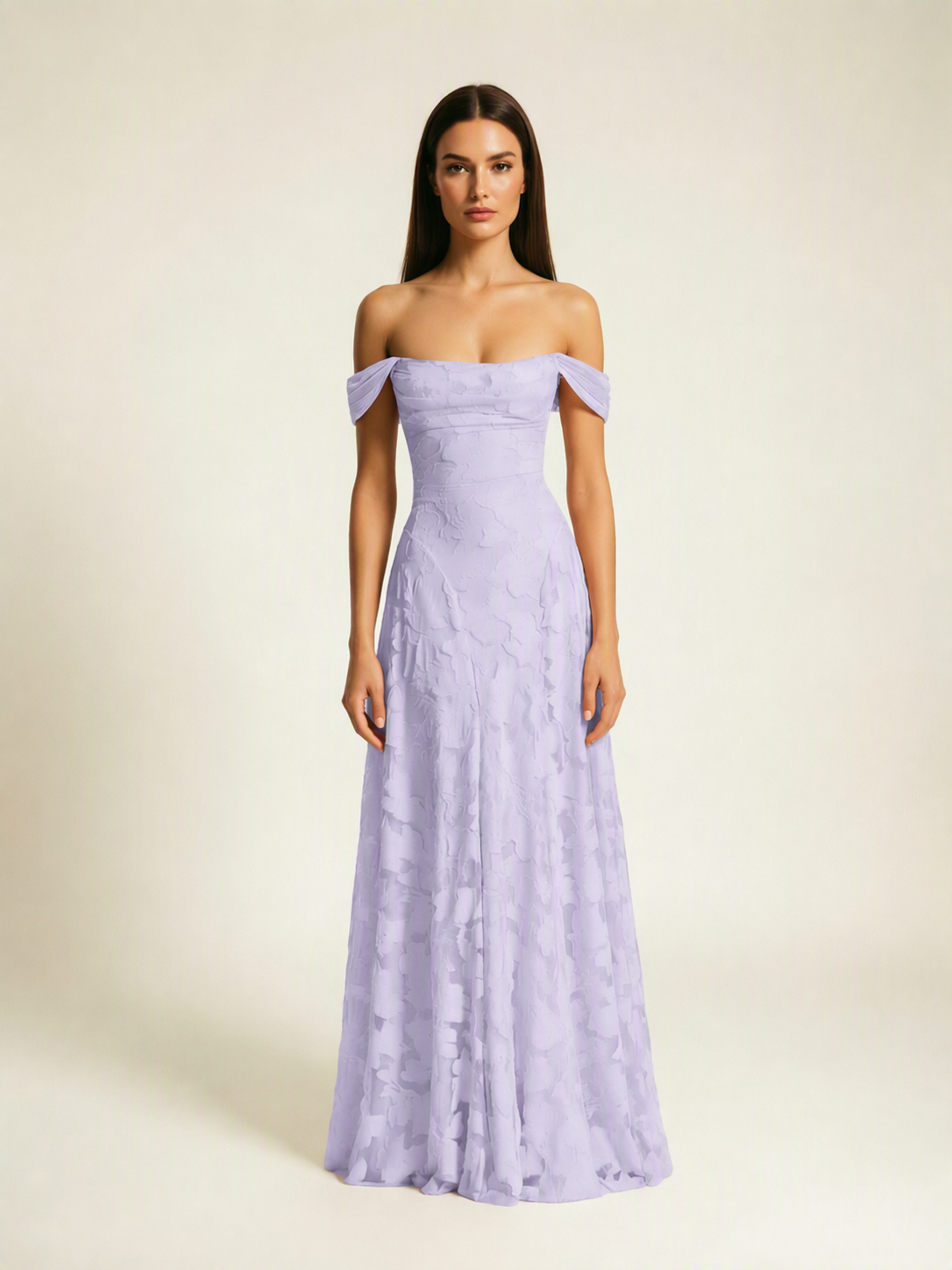 Off-the-Shoulder Floral Lace A-Line