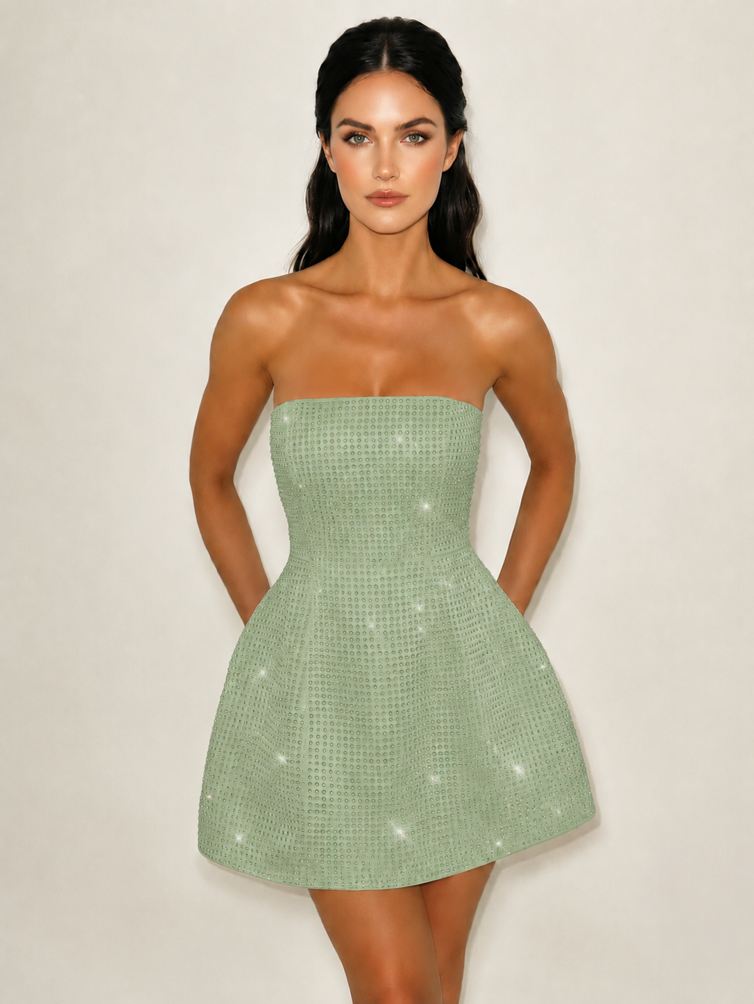 Strapless Sequin Fit & Flare Mini Dress