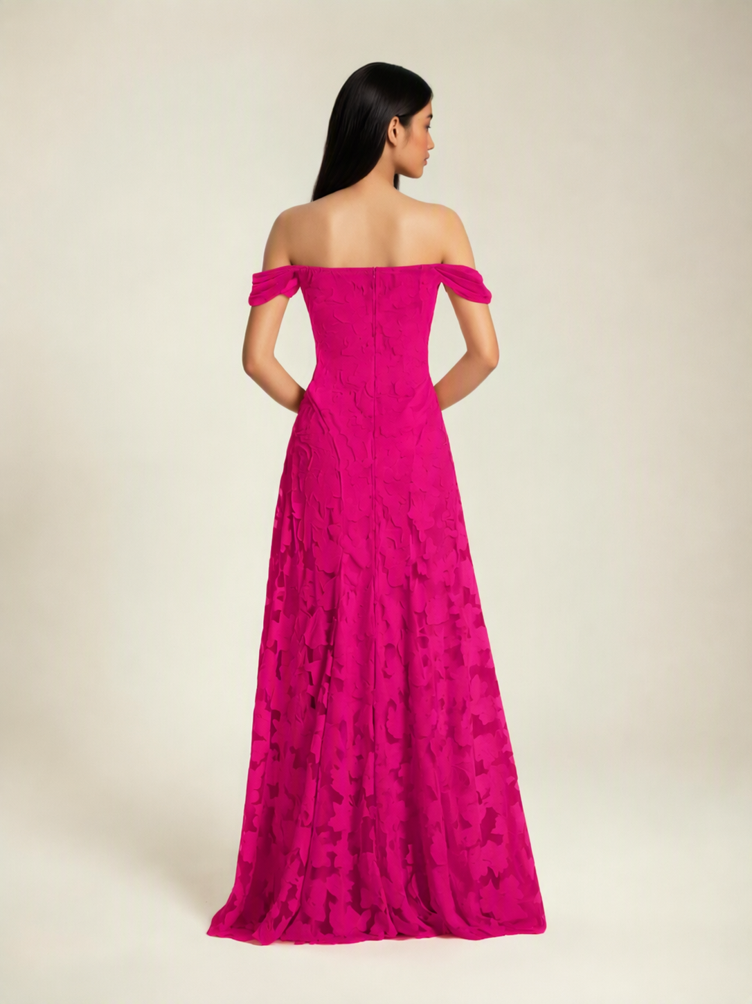 Off-the-Shoulder Floral Lace A-Line
