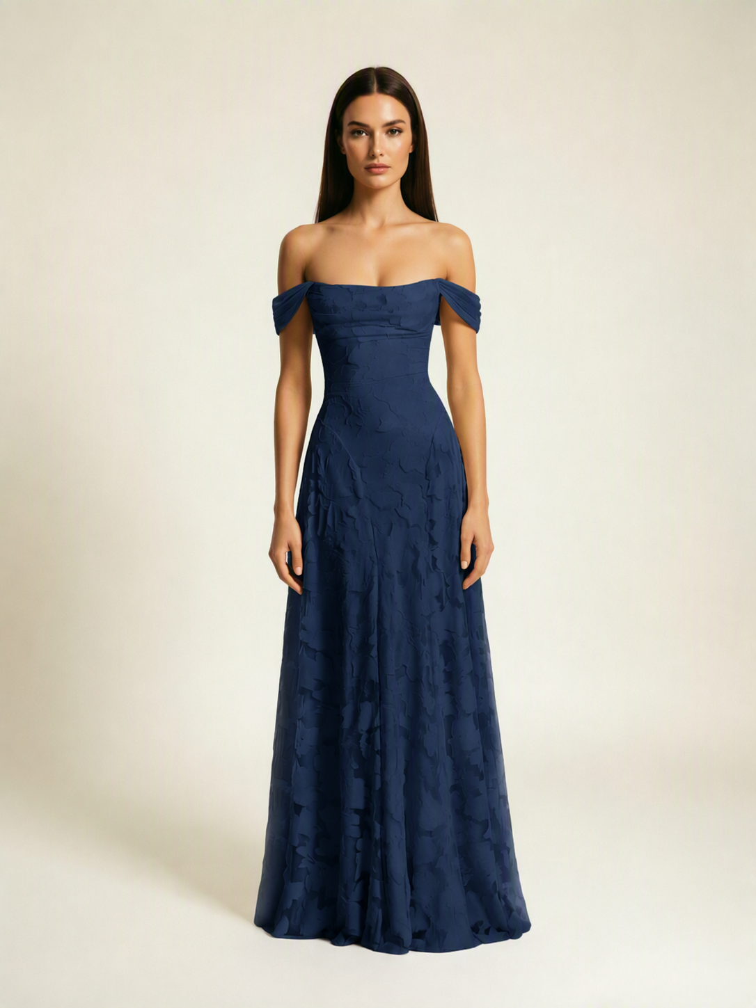 Off-the-Shoulder Floral Lace A-Line