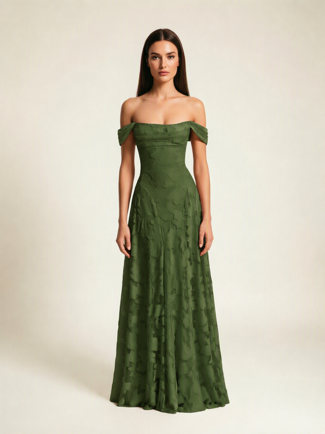 Off-the-Shoulder Floral Lace A-Line