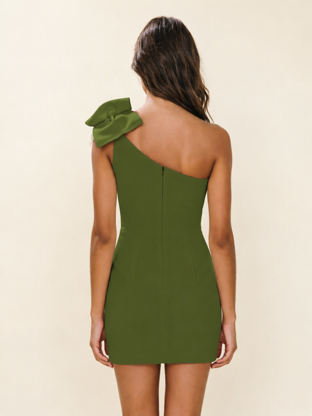 One Shoulder Bow Detail Bodycon Mini Cocktail Dress