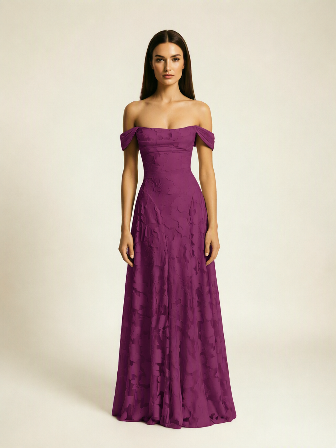 Off-the-Shoulder Floral Lace A-Line