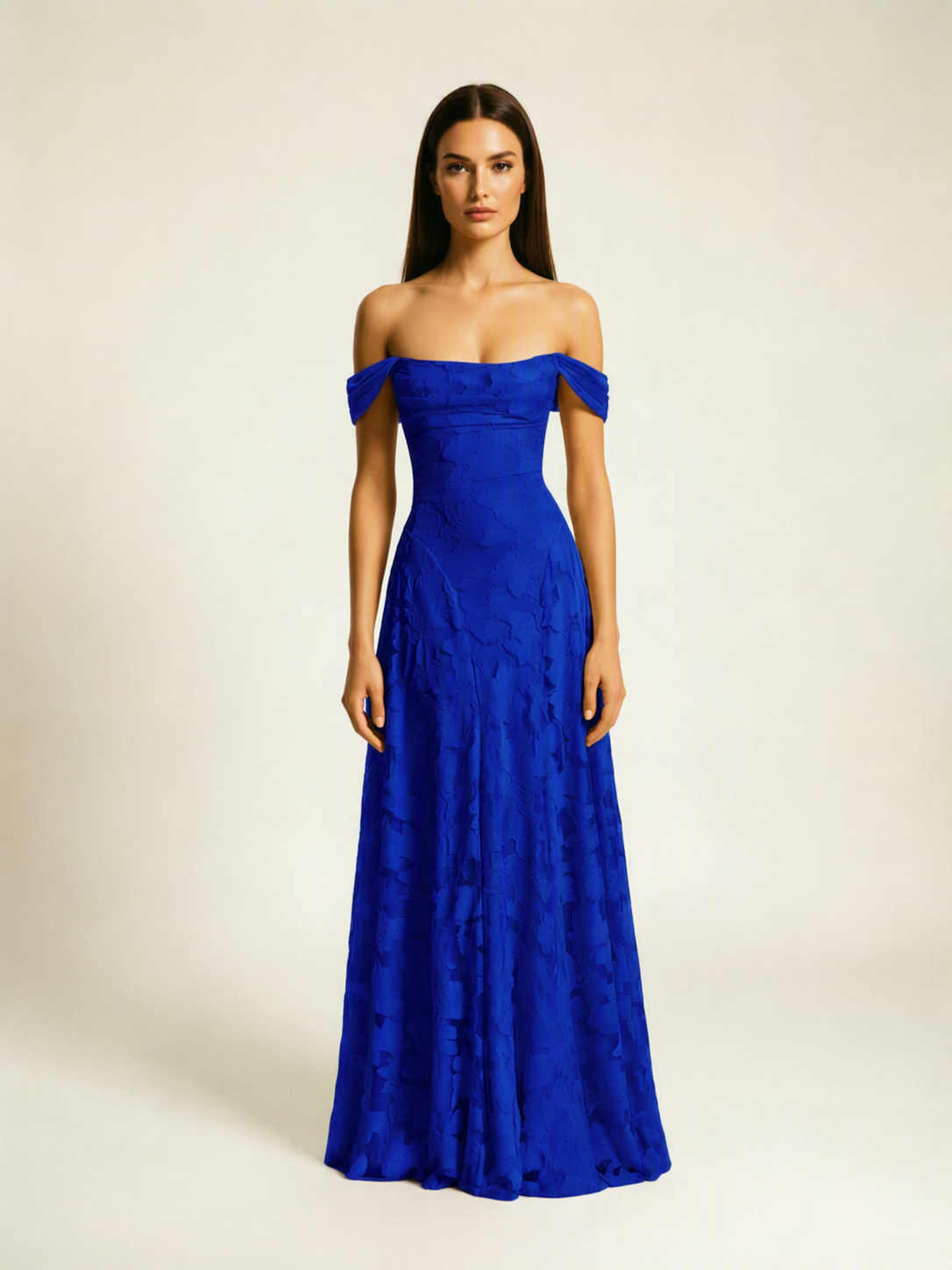 Off-the-Shoulder Floral Lace A-Line