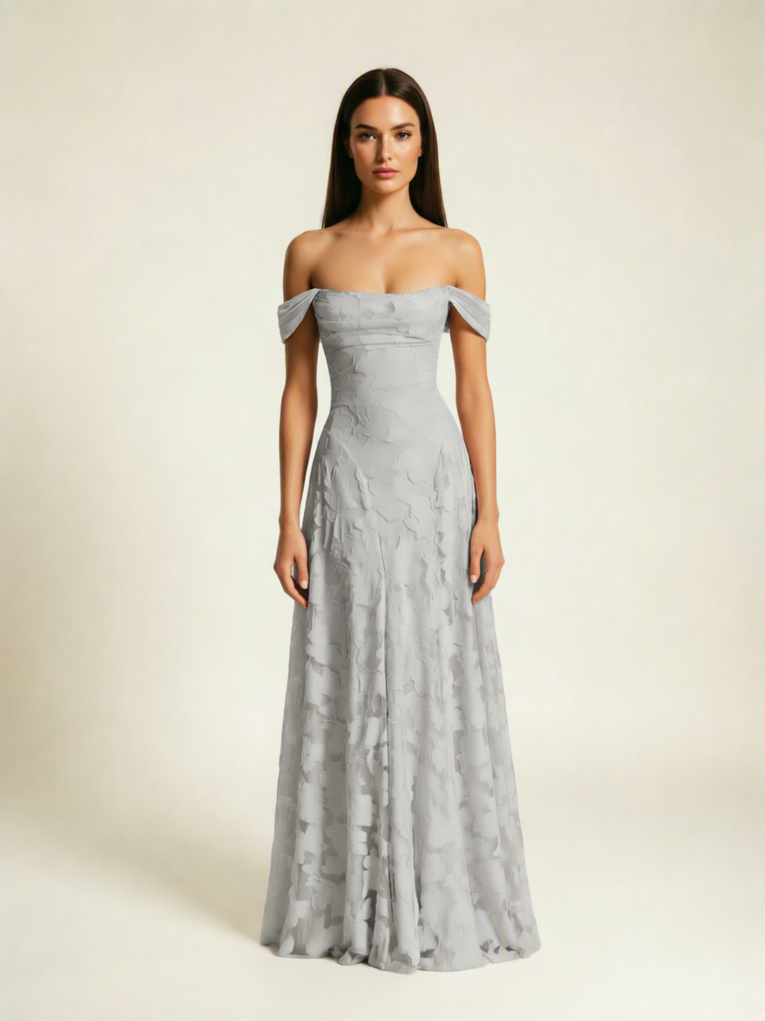 Off-the-Shoulder Floral Lace A-Line