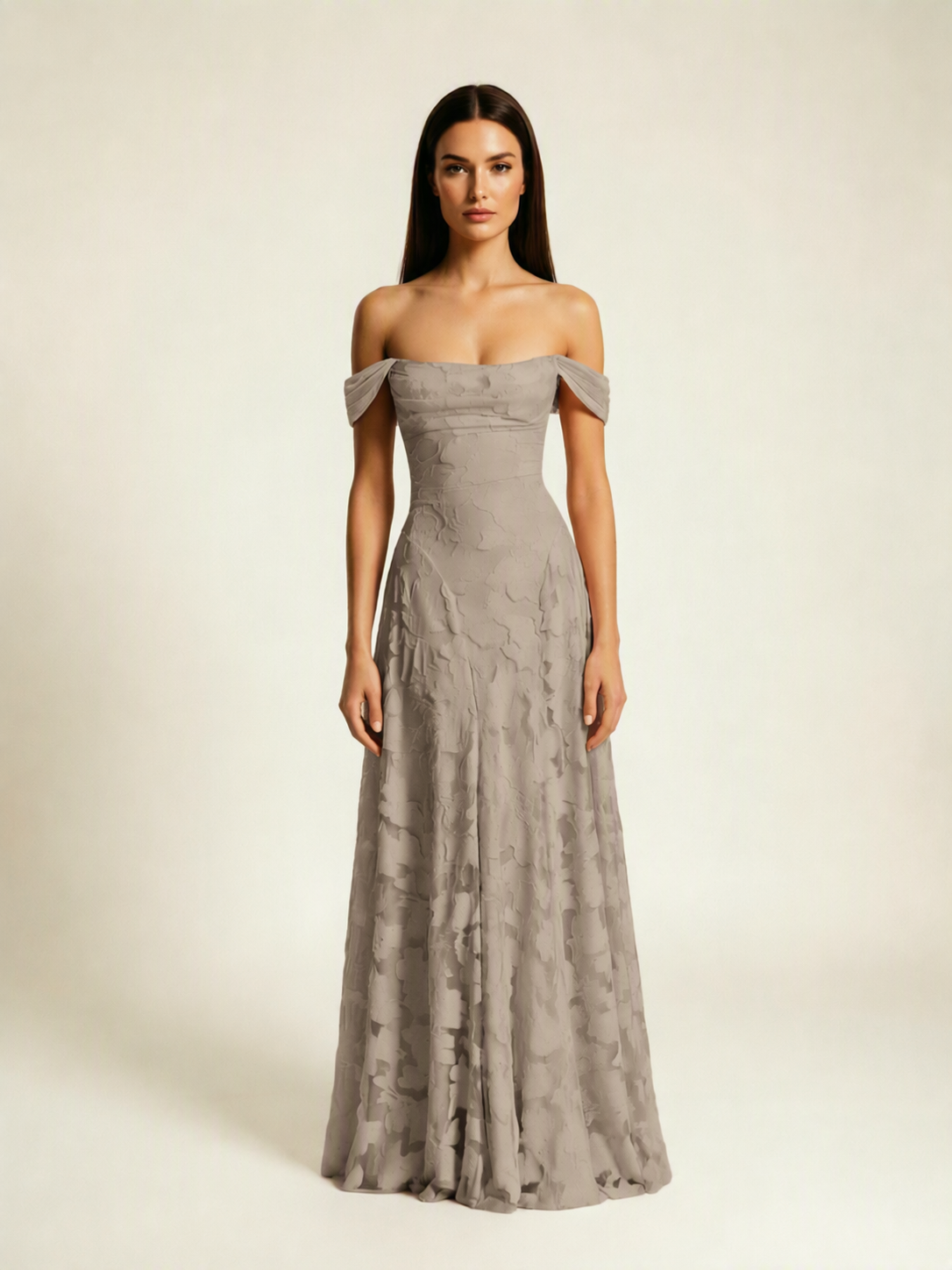 Off-the-Shoulder Floral Lace A-Line