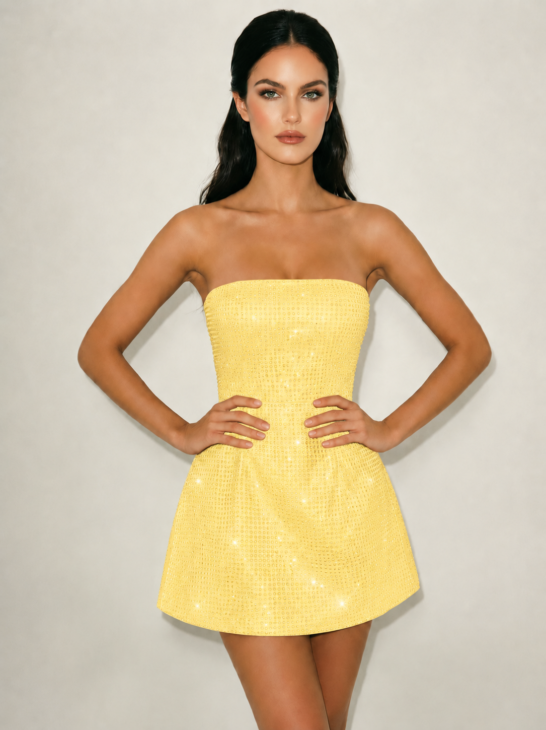 Strapless Sequin Fit & Flare Mini Dress