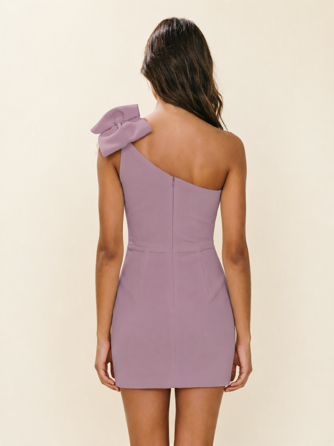 One Shoulder Bow Detail Bodycon Mini Cocktail Dress