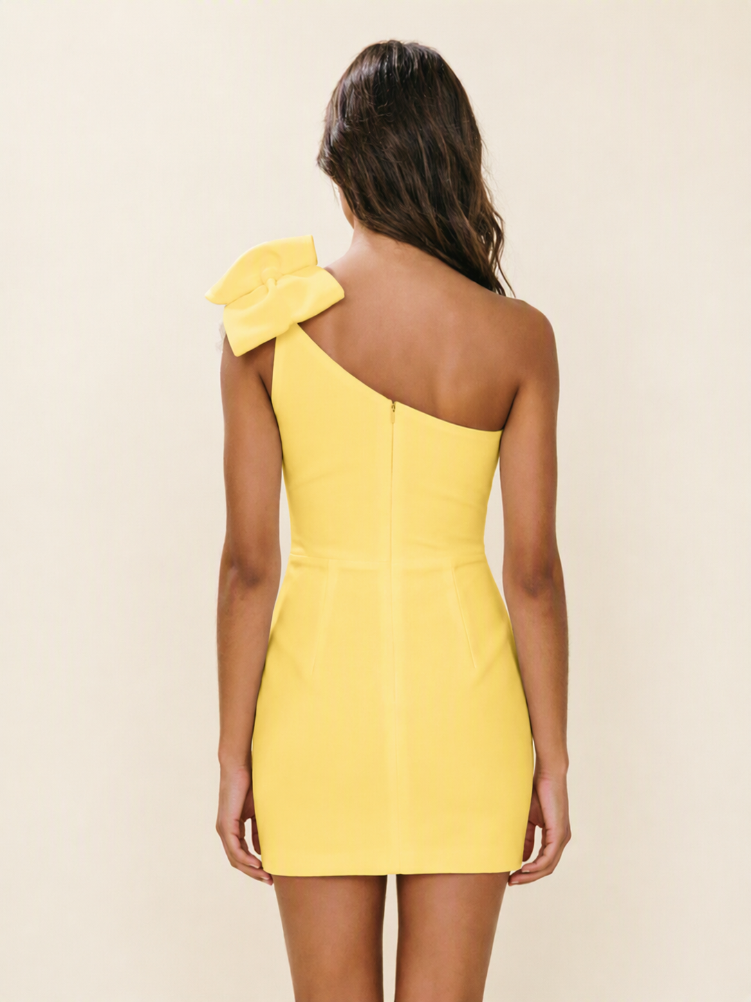 One Shoulder Bow Detail Bodycon Mini Cocktail Dress