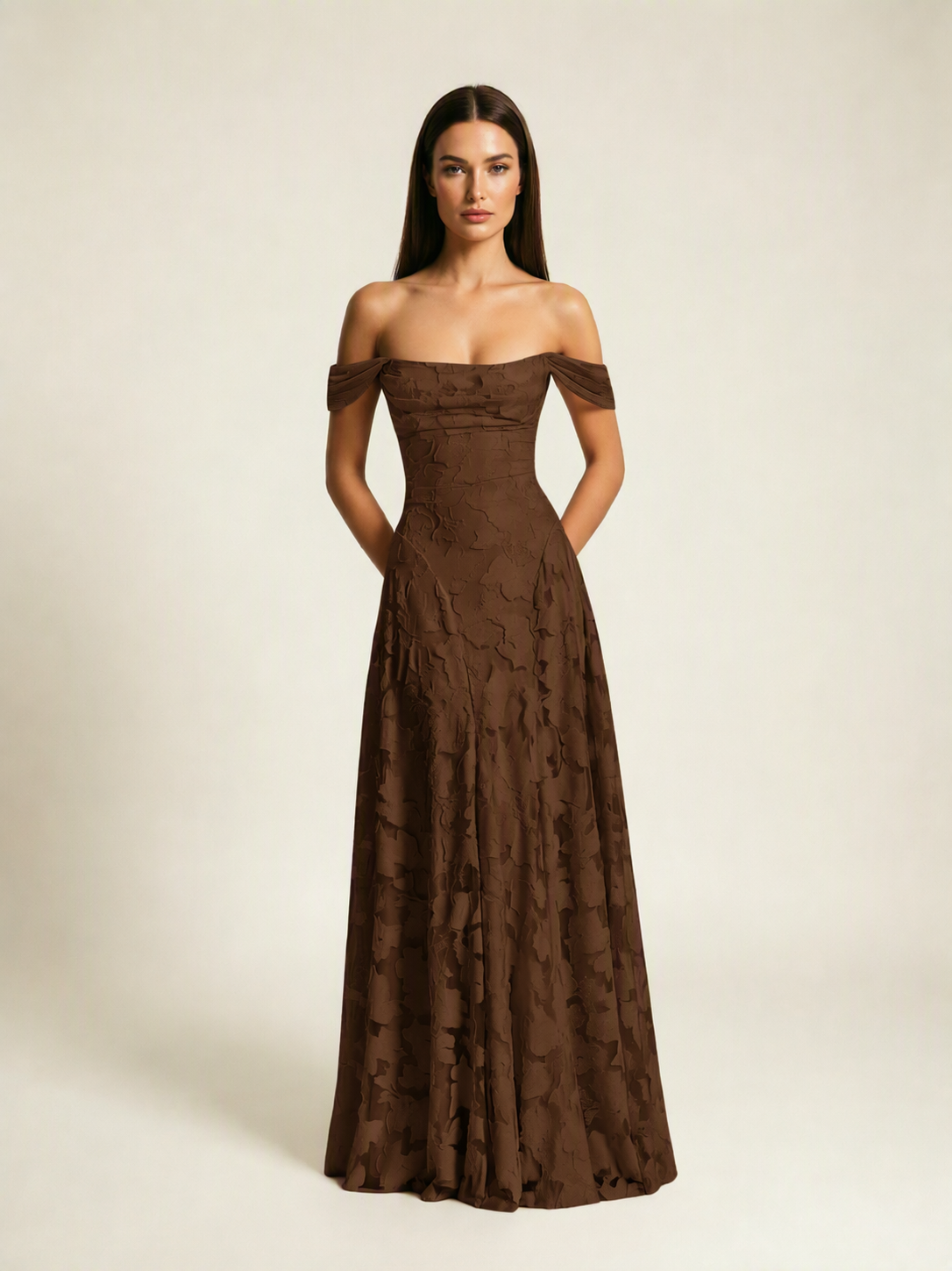 Off-the-Shoulder Floral Lace A-Line