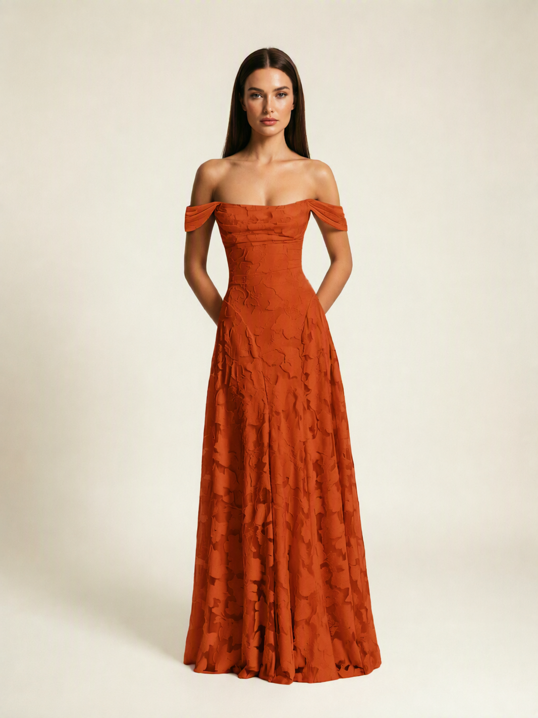 Off-the-Shoulder Floral Lace A-Line