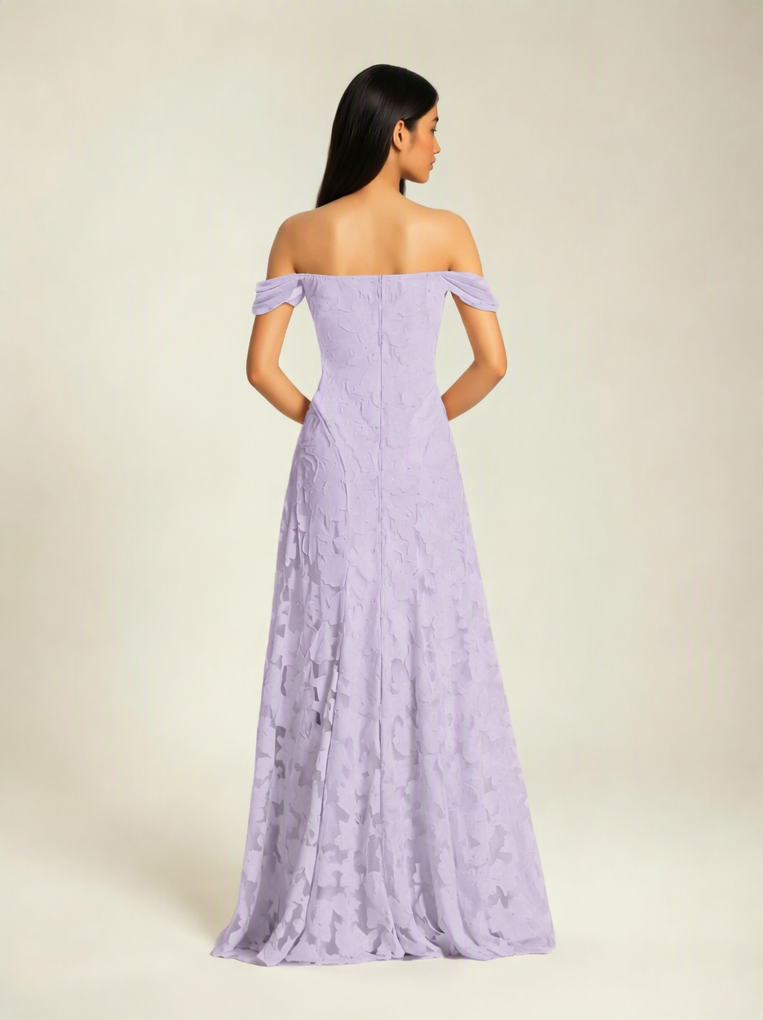 Off-the-Shoulder Floral Lace A-Line